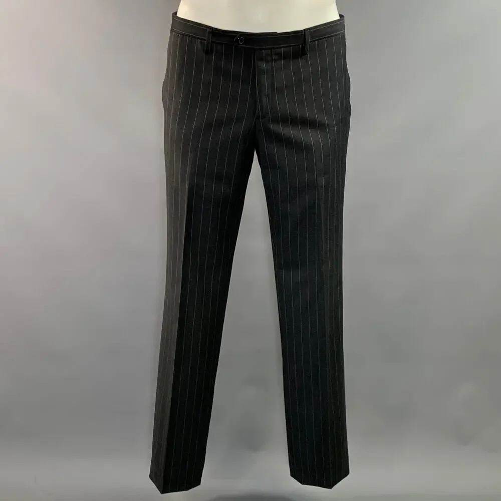 NEIL BARRETT Chest Size XL Grey Pinstripe Wool Notch Lapel 34 35 Suit